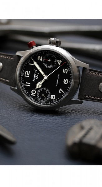 Montre Hanhart 1882 - Pioneer MonoScope Noir, lunette plate