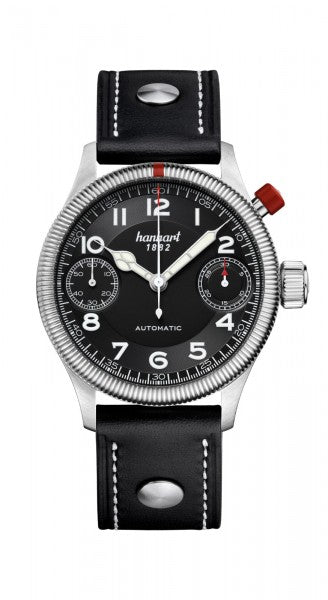 Montre Hanhart 1882 - Pioneer MonoScope Noir, lunette cannelée