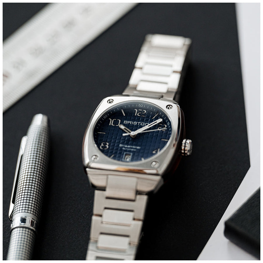 MONTRE BRISTON - STREAMLINER URBAN AUTOMATIQUE ACIER ET ACÉTATE – BLEU