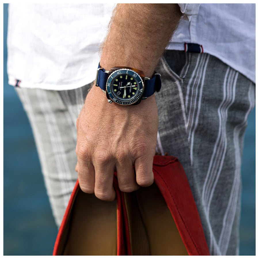 MONTRE BRISTON - CLUBMASTER DIVER PRO ACÉTATE – BLEU MARINE