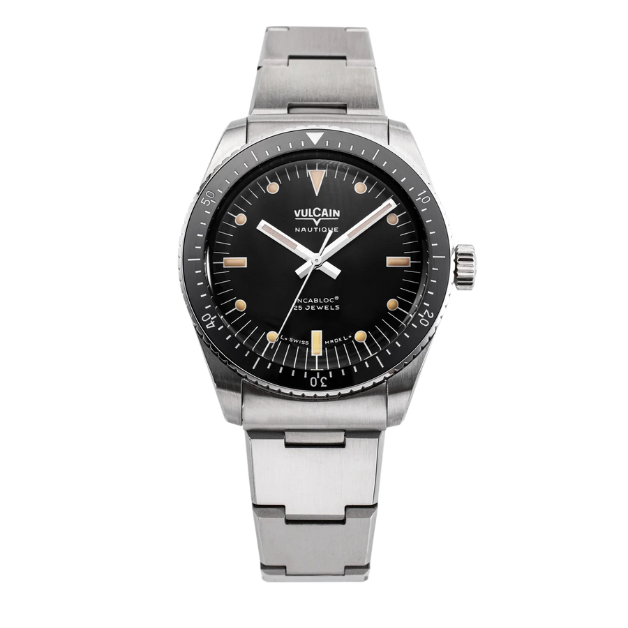 Montre Vulcain - Skindiver Nautique 38mm - Black (metal bracelet + rubber strap included)