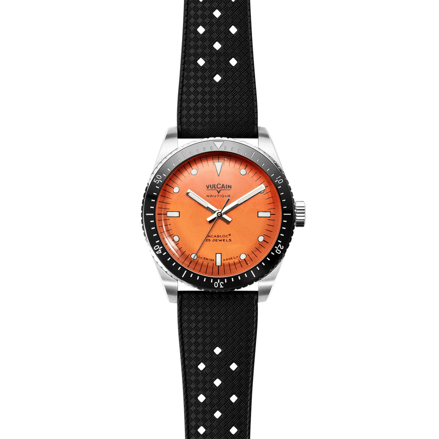 Montre Vulcain - Skindiver Nautique 38mm - Orange (metal bracelet + rubber strap included)