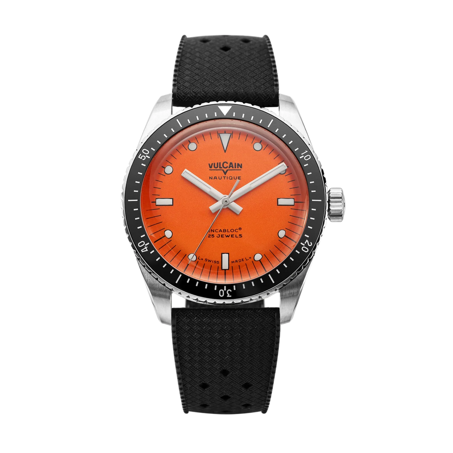 Montre Vulcain - Skindiver Nautique 38mm - Orange (metal bracelet + rubber strap included)