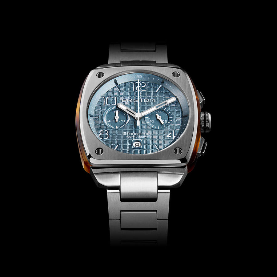 MONTRE BRISTON - STREAMLINER URBAN CHRONO ACIER ET ACÉTATE – BLEU GLACIER