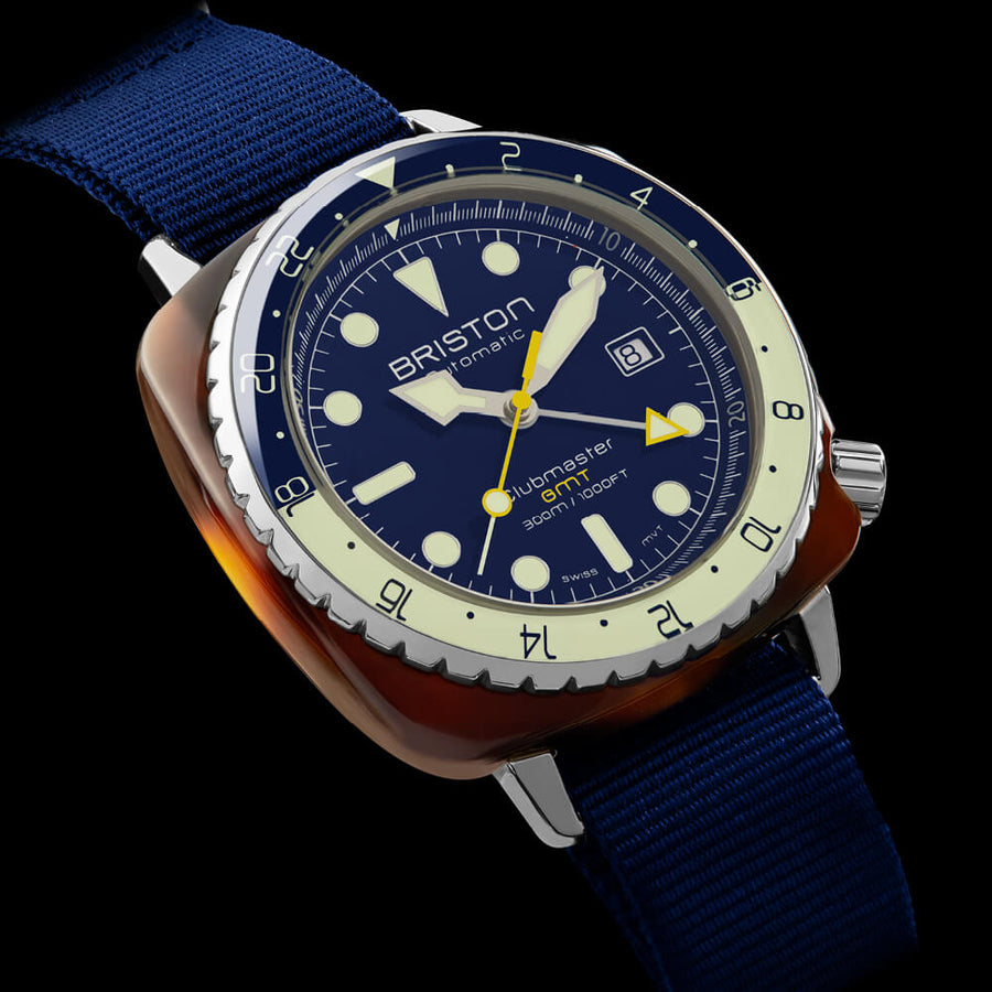 MONTRE BRISTON - CLUBMASTER DIVER PRO GMT ACÉTATE – BLEU