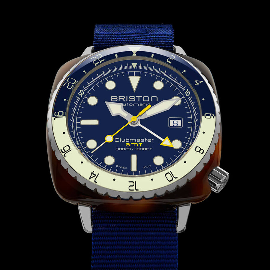 MONTRE BRISTON - CLUBMASTER DIVER PRO GMT ACÉTATE – BLEU