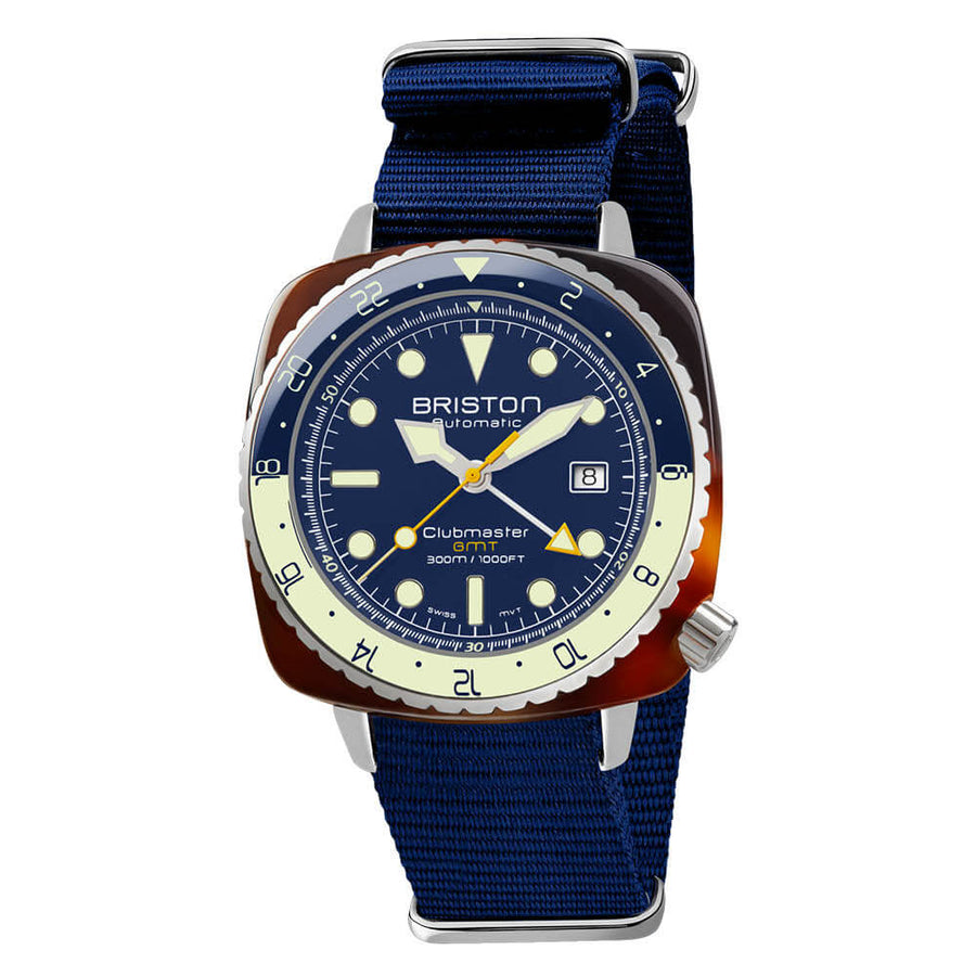 MONTRE BRISTON - CLUBMASTER DIVER PRO GMT ACÉTATE – BLEU