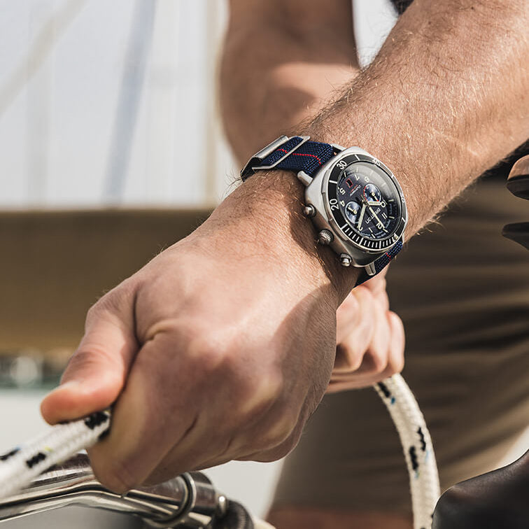 MONTRE BRISTON - CLUBMASTER OUTDOOR ACIER – BLEU