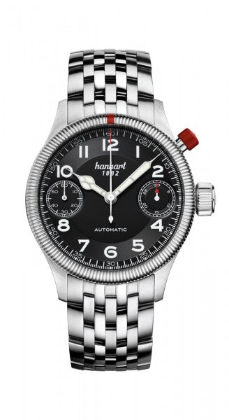 Montre Hanhart 1882 - Pioneer MonoScope Noir, lunette cannelée