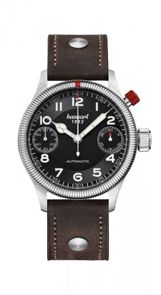 Montre Hanhart 1882 - Pioneer MonoScope Noir, lunette cannelée
