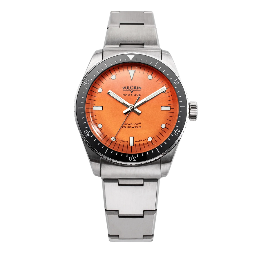 Montre Vulcain - Skindiver Nautique 38mm - Orange (metal bracelet + rubber strap included)