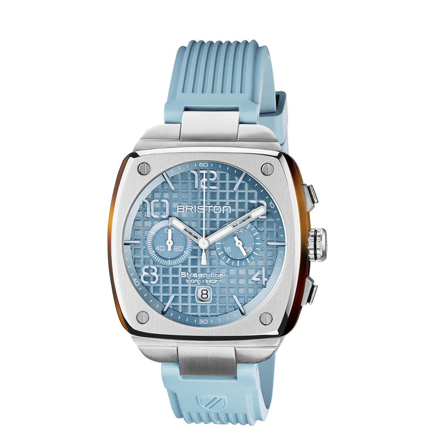 MONTRE BRISTON - STREAMLINER URBAN CHRONO ACIER ET ACÉTATE – BLEU GLACIER