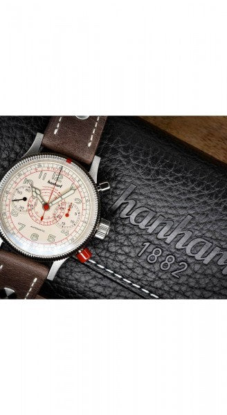 Montre Hanhart 1882 - Pioneer TachyTele couture écrue