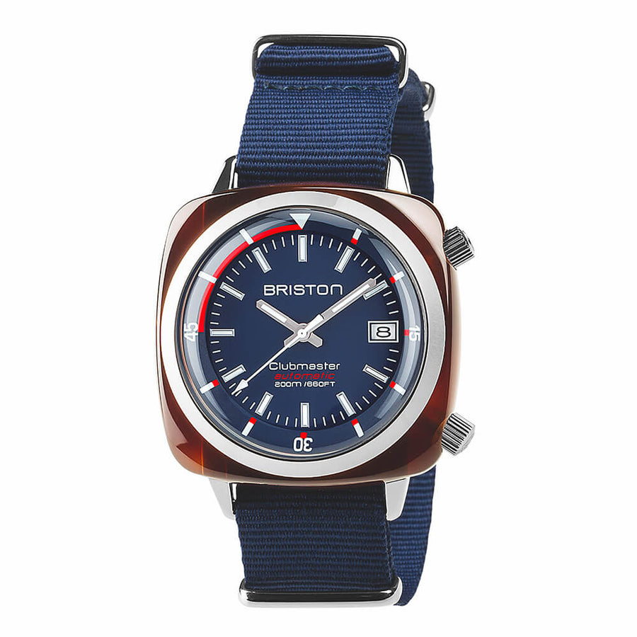 MONTRE BRISTON - CLUBMASTER DIVER GMT ACÉTATE – BLEU MARINE