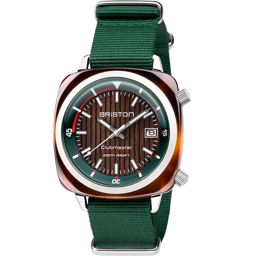 MONTRE BRISTON - CLUBMASTER DIVER YACHTING ACÉTATE – VERT ANGLAIS