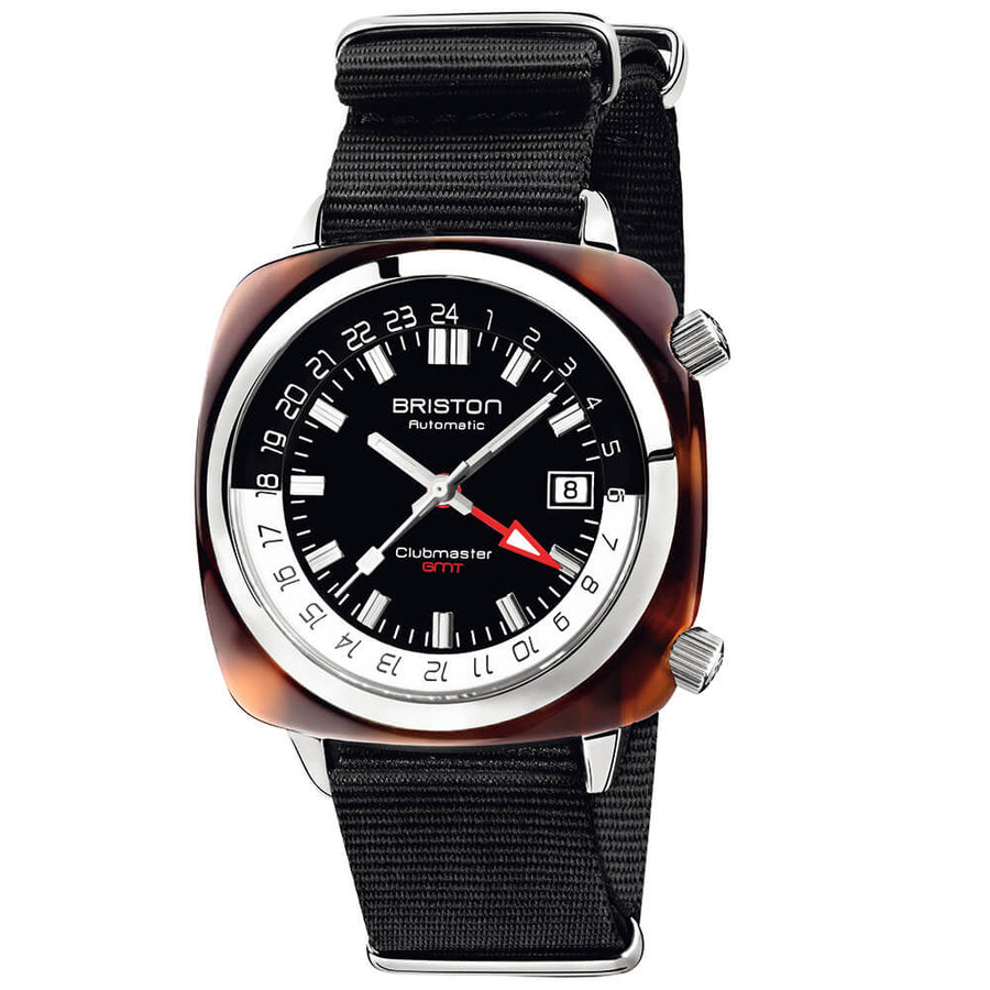 MONTRE BRISTON - CLUBMASTER TRAVELER GMT ACÉTATE – NOIR