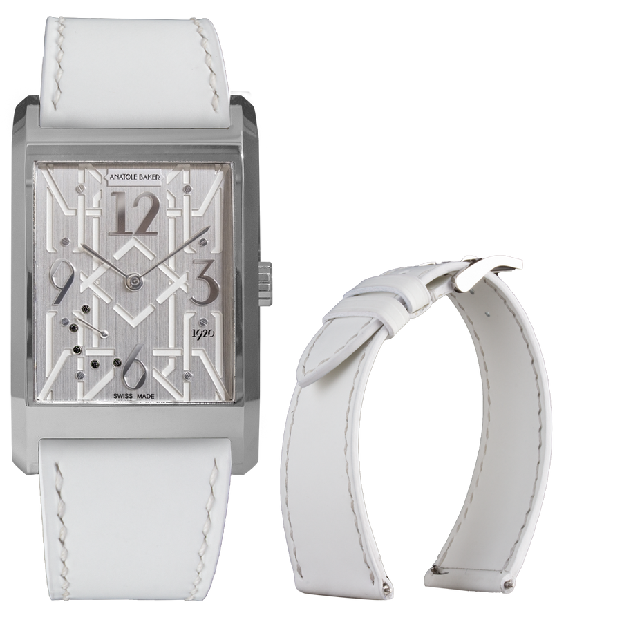 Montre ANATOLE BAKER 1920 - Dandy Diamants noirs - Bracelet alligator noir doublure noire