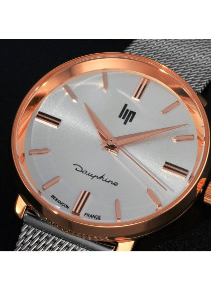 Montre Lip - Dauphine 29mm bracelet cuir marron orangé