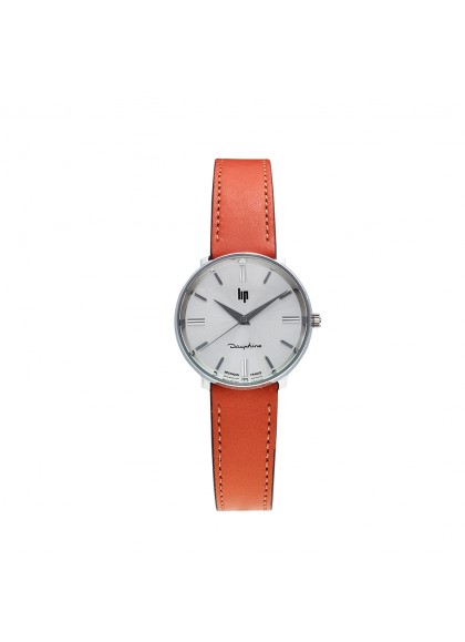 Montre Lip - Dauphine 29mm bracelet cuir marron orangé