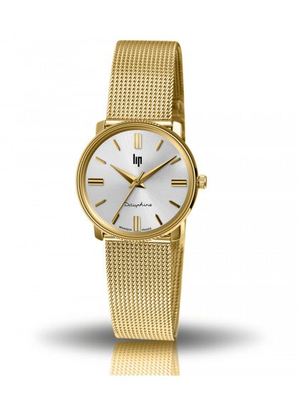 Montre Lip - Dauphine 29mm maille milanaise dorée
