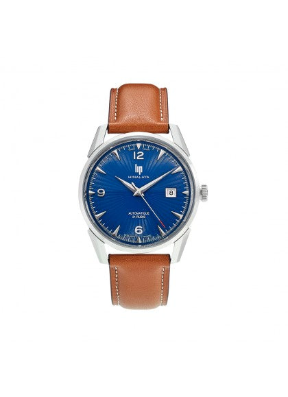 Montre Lip - Himalaya 40mm automatique cadran bleu soleillé bracelet cuir