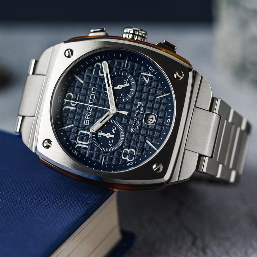 MONTRE BRISTON - STREAMLINER URBAN CHRONO ACIER ET ACÉTATE – BLEU