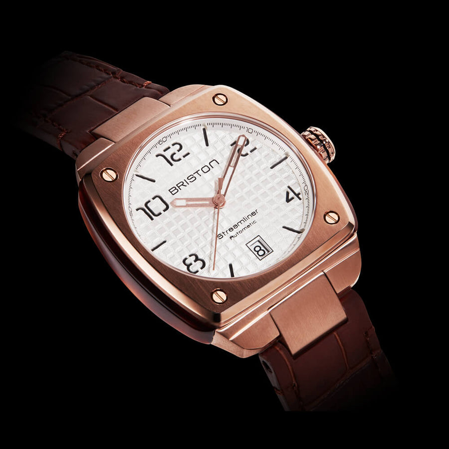 MONTRE BRISTON - STREAMLINER URBAN AUTO GOLD ET ACÉTATE – BLANC