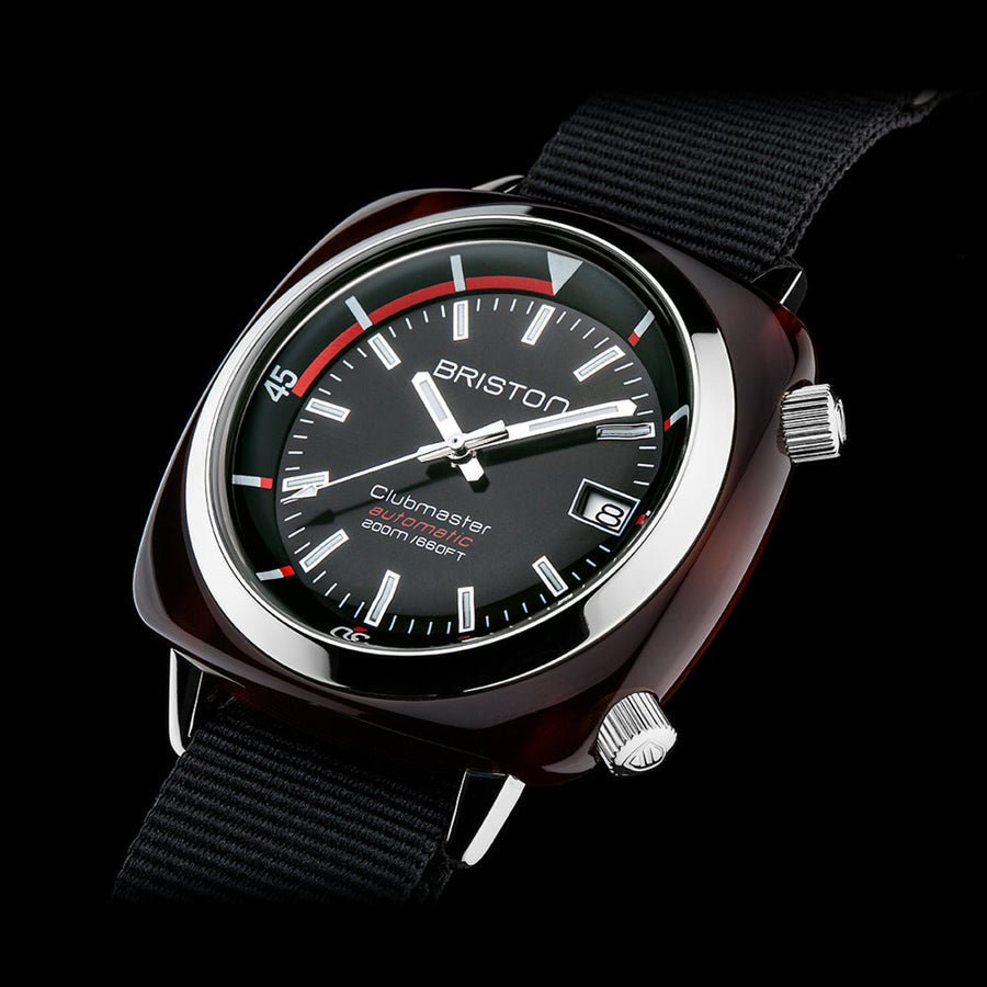 MONTRE BRISTON - CLUBMASTER DIVER GMT ACÉTATE – NOIR