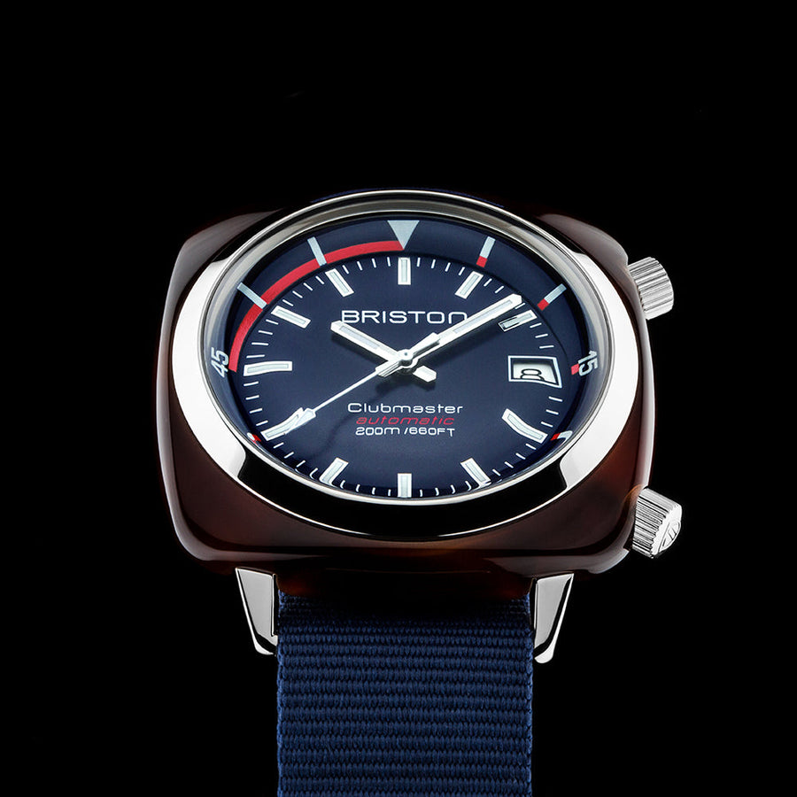 MONTRE BRISTON - CLUBMASTER DIVER GMT ACÉTATE – BLEU MARINE