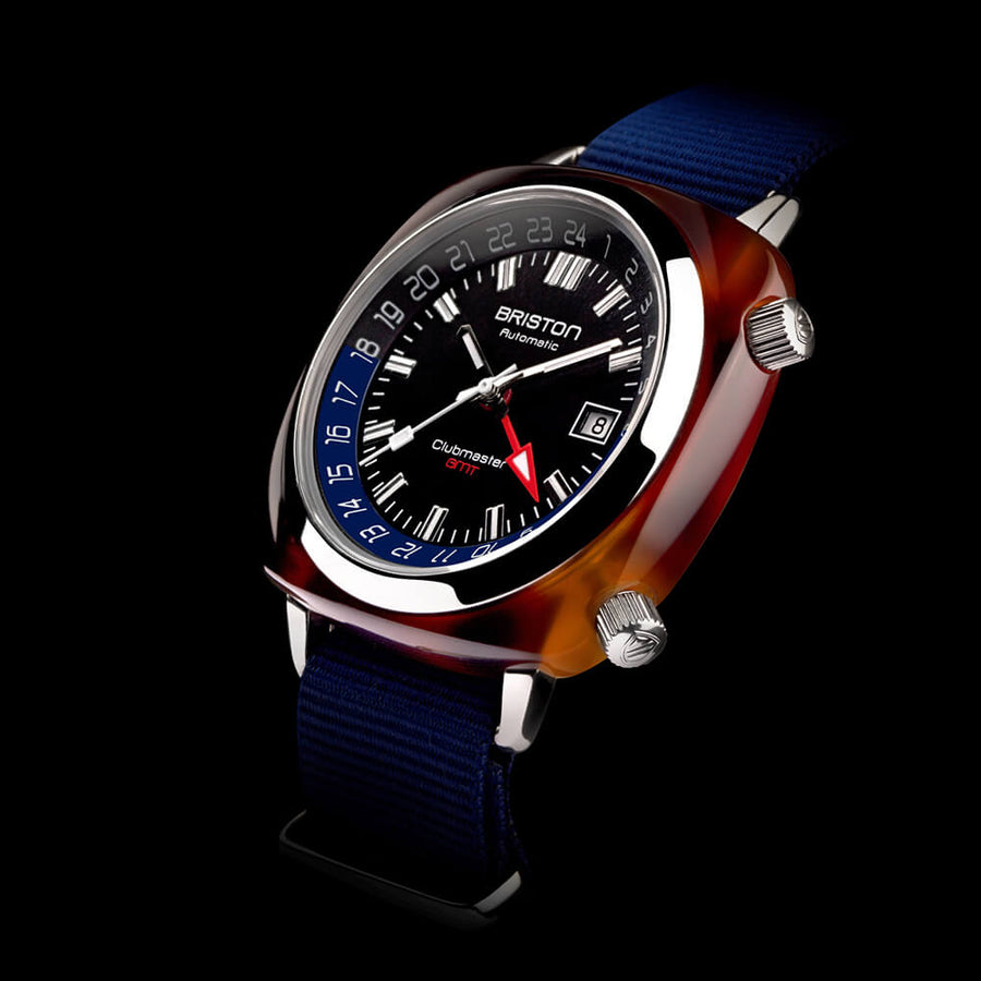 MONTRE BRISTON - CLUBMASTER TRAVELER GMT ACÉTATE – BLEU