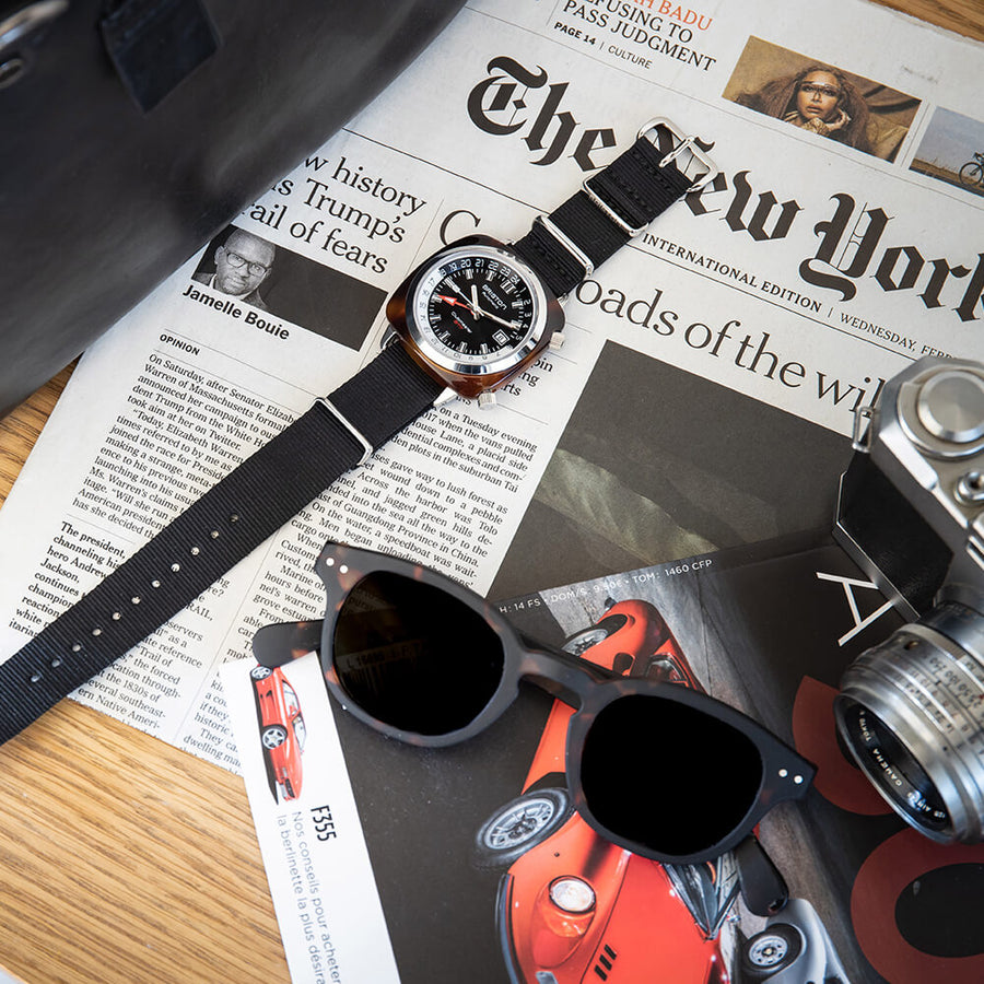 MONTRE BRISTON - CLUBMASTER TRAVELER GMT ACÉTATE – NOIR