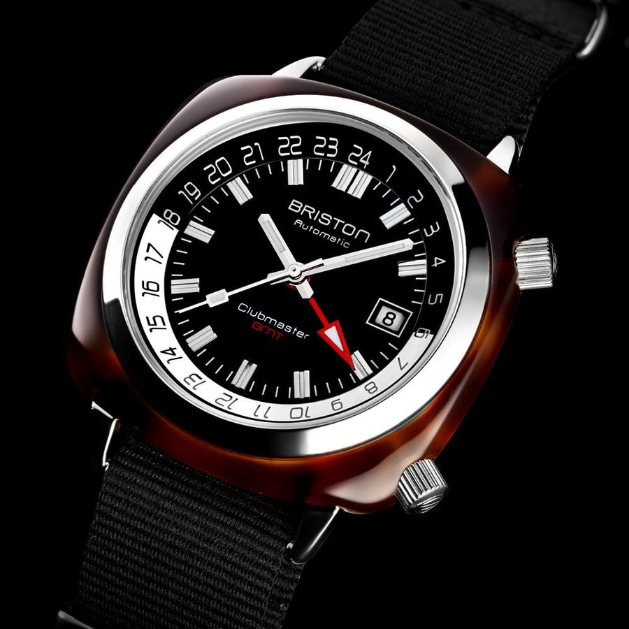 MONTRE BRISTON - CLUBMASTER TRAVELER GMT ACÉTATE – NOIR