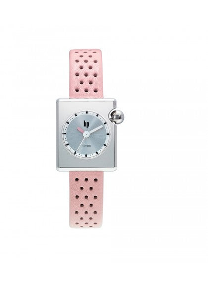 Montre Lip - Mach 2000 mini square bracelet cuir rose
