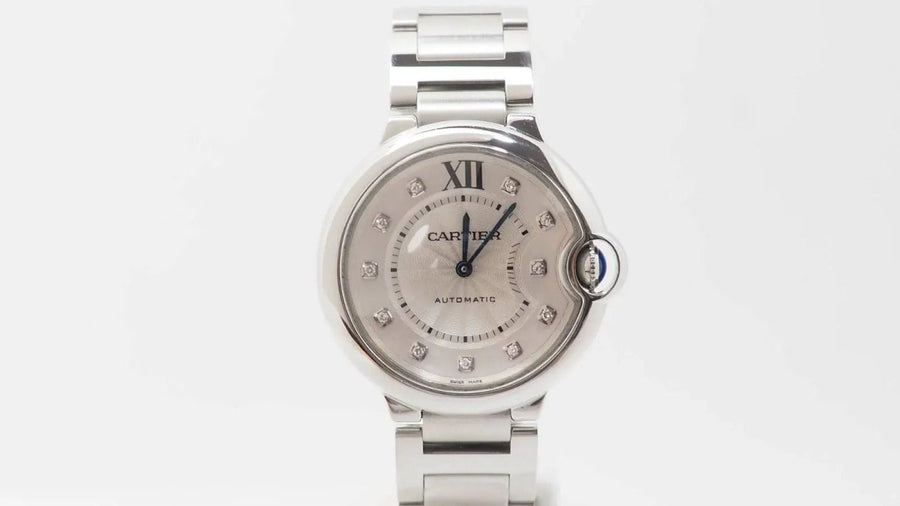 Montre Ballon Bleu Cartier automatique en acier et diamants