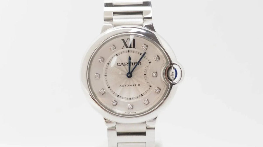 Montre Ballon Bleu Cartier automatique en acier et diamants