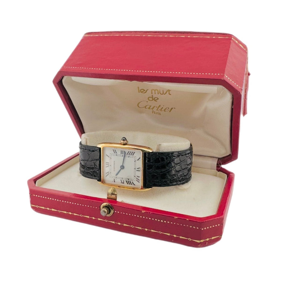 Montre CARTIER TANK arrondie en or jaune