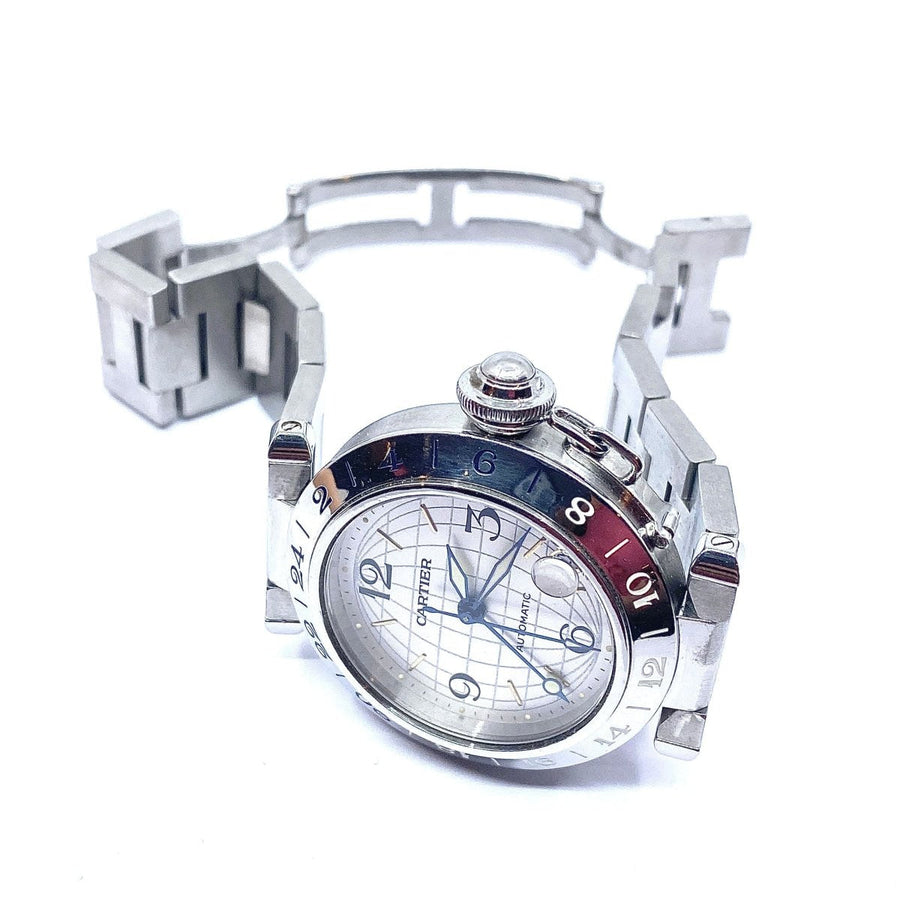 Montre CARTIER Pasha GMT acier aux méridiens