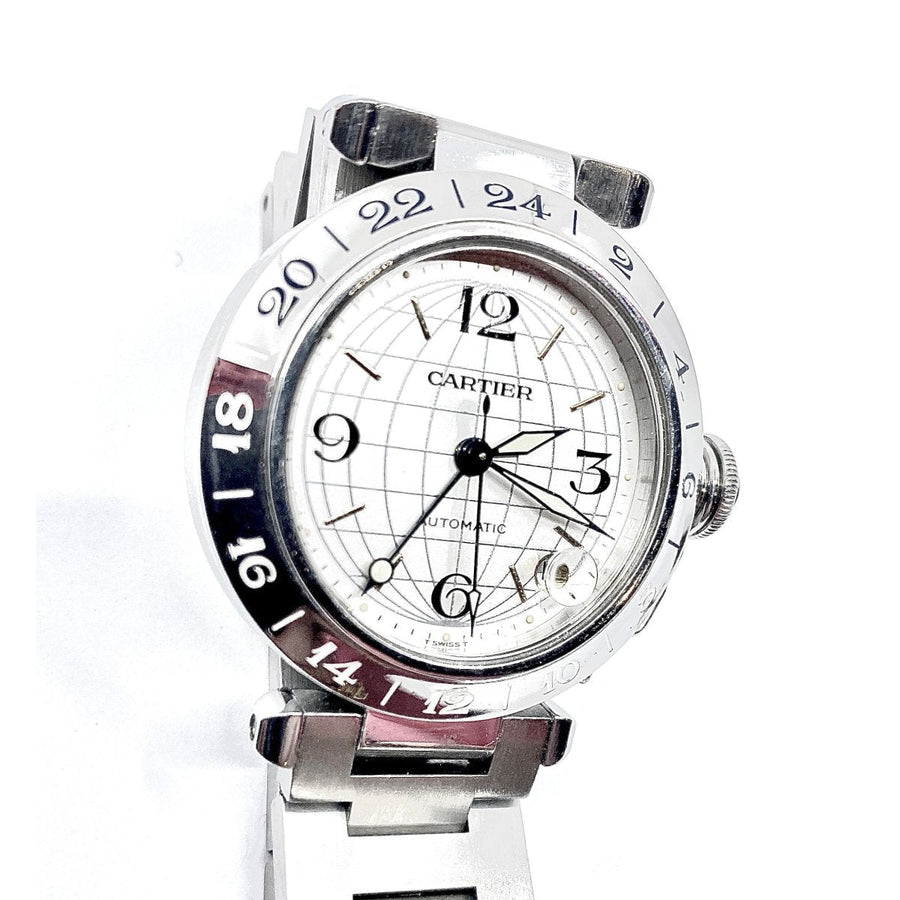 Montre CARTIER Pasha GMT acier aux méridiens