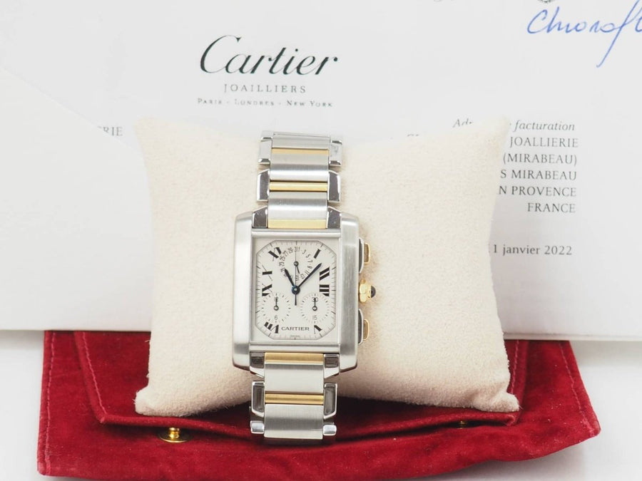 Montre Cartier Tank Française GM en or et acier