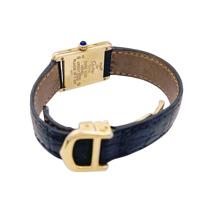 Montre Cartier Tank Must en argent plaqué or