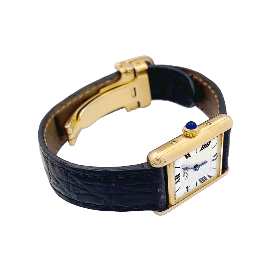 Montre Cartier Tank Must en argent plaqué or